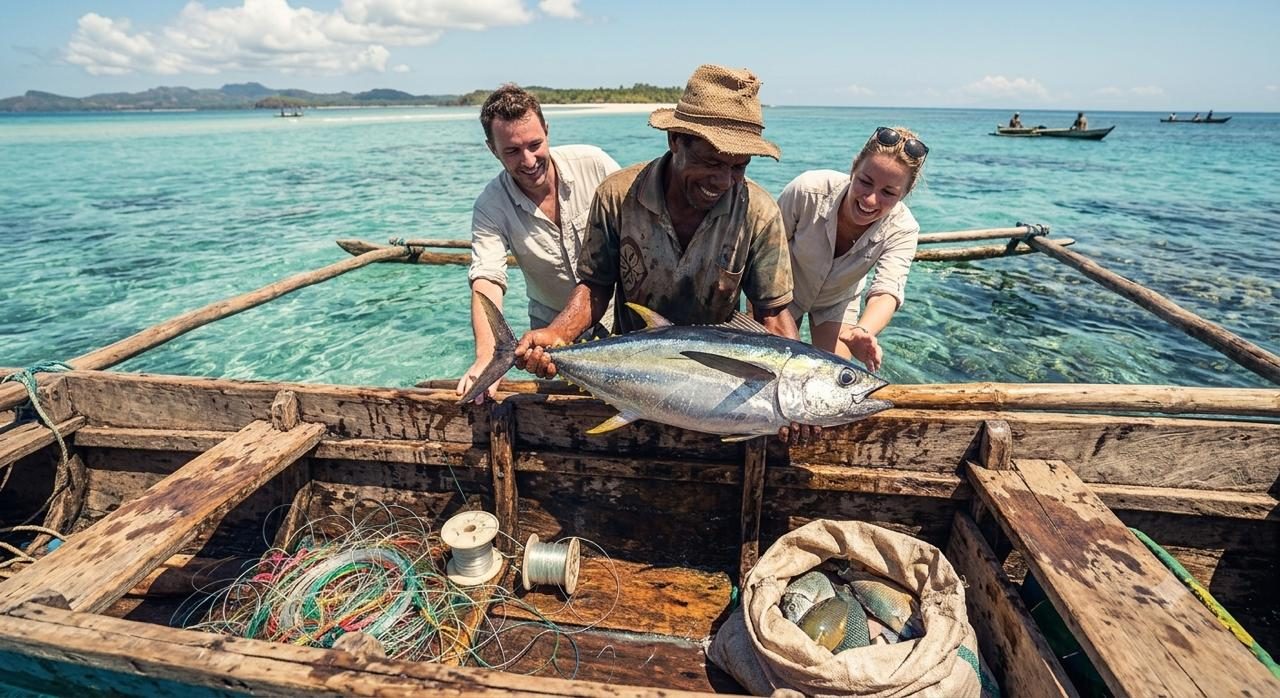 Pêche traditionnelle en pirogue depuis Makako Lodge